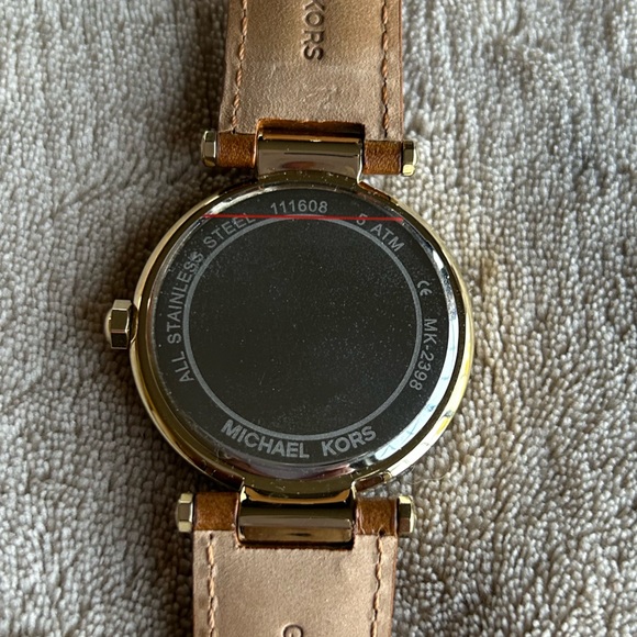 MICHAEL KORS Gold-Tone Logo Tan Leather Watch - Picture 5 of 8